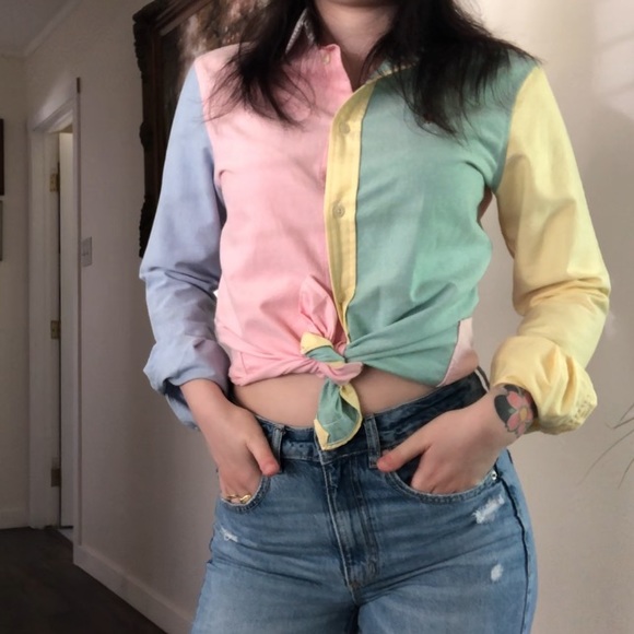 Ralph Lauren Retro Color Block Blouse - Picture 2 of 9
